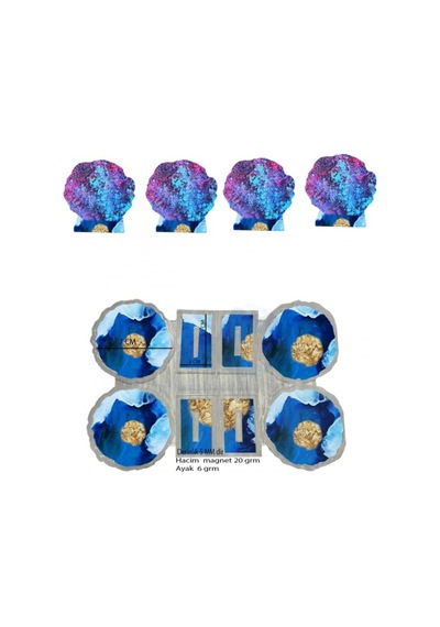 Epoksi Silikon Kalıp Tırtıklı Kenar Ayaklı Magnet Kalıp 7 Cm 4 Lü Şeffaf