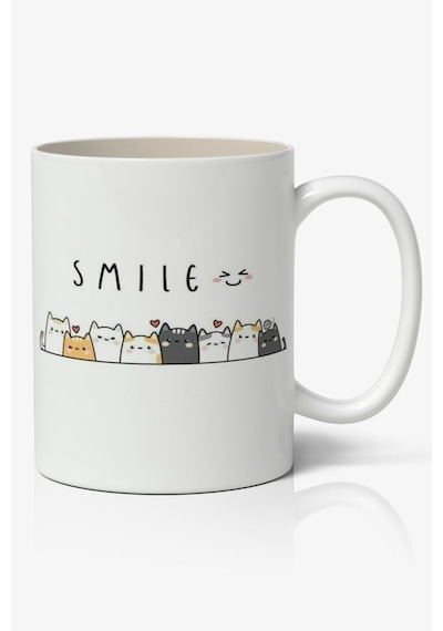 Smile Baskılı Kupa Bardak Baskılı Kahve Kupa Bardak Beyaz