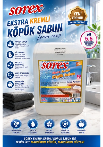 Sorex Köpük Sabun 5 Litre Profesyonel El Temizlik Ürünü