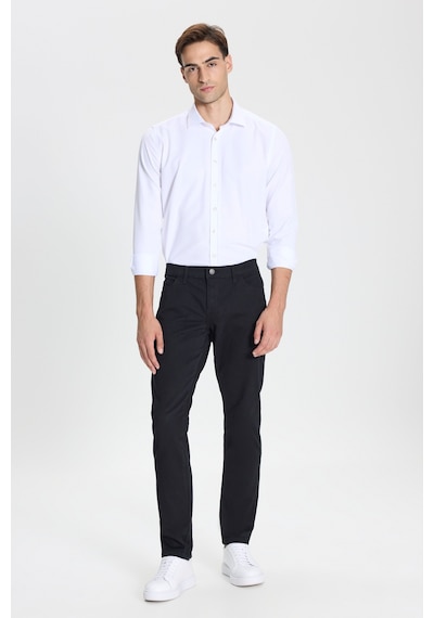 George Henry Pamuklu Slim Fit Dar Kesim 5 Cepli Esnek Chino Pantolon Siyah