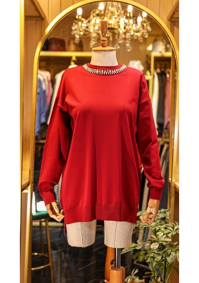 Missemramiss Mıssemramıss Ms-25yı17t4710-v Vişne Renk Taş İşlemeli Triko Tunik Çok Renkli Missemramiss Mıssemramıss Ms-25yı17t4710-v Vişne Renk Taş İşlemeli Triko Tunik Çok Renkli