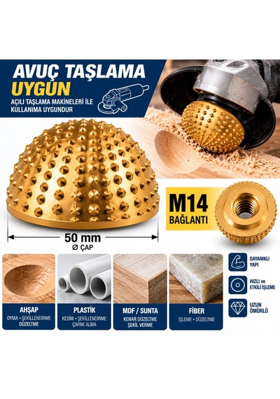 Ahşap Ve Plastik Raspalama Törpüsü M14-50mm Çap