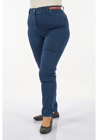 Seleste Minimalist Yüksek Bel Dar Paça Jean Pantolon - Günlük Kullanım Lacivert