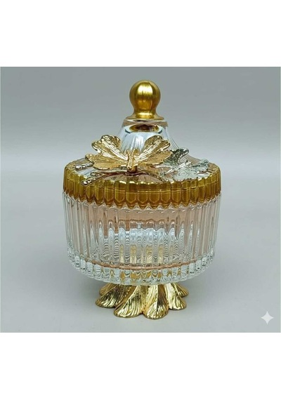 Çnr Home Collection Gold Metal Ayakli Kapakli Kelebekli - Şekerli - Sunumluk - Çerezlik Gold