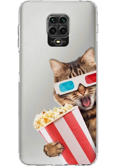 Xiaomi Redmi Note 9s İle Uyumlu Kedi 1 Kamera Korumalı Şeffaf Kılıf Şeffaf