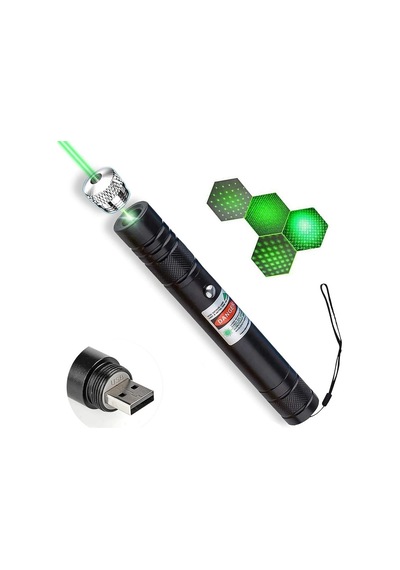 Fithome 100mw Desen Başlıklı Usb Şarjlı Yeşil Lazer Pointer