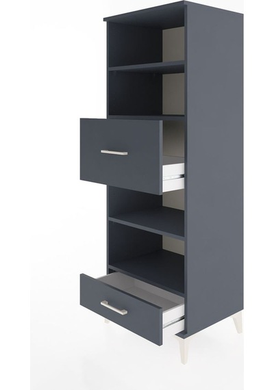 Hyperion Dolap 4 Raflı 2 Çekmeceli 60x44x163 Antrasit-antrasit Antrasit