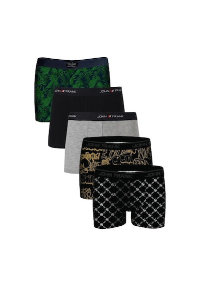 John Frank Logolu Pamuklu 5'li Paket Boxer Erkek Boxer Jfbs5 Yeşil-lacivert-gri-ssarı-sbeyaz Yeşil-lacivert-gri-ssarı-sbeya