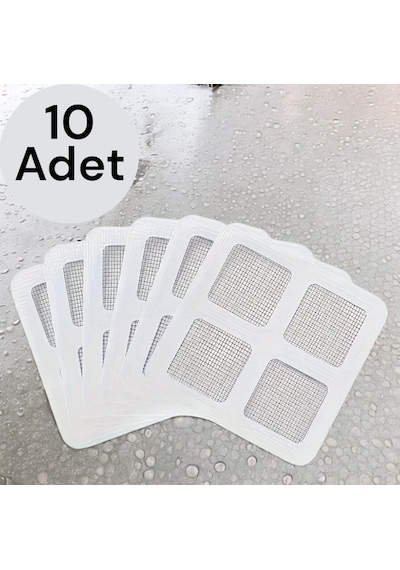 10 Adet Kendinden Yapışkanlı Gider Kapağı Çelik Banyo Süzgeci Gri
