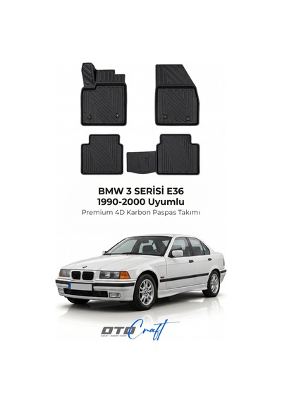 Otocraft Bmw 3 Serisi E36 1990-2000 Araca Özel 4d Karbon Oto Paspas Havuzlu Tam Set