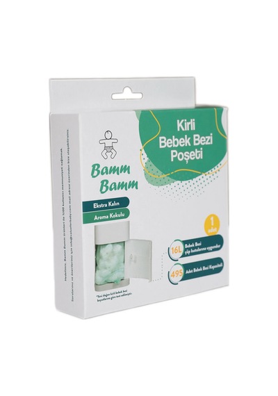 Bamm Bamm Korbel 16 L Çöp Kovaları ile Uyumlu 495 Adet Kirli Bebek Bezi Kapasiteli Çöp Torbası