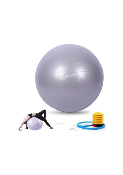 65 Cm Fitilli Pilates Topu Ve Pompa Seti Plates Denge Yoga Spor Egzersiz Top, Tek Ebat, 65grclffff, Gri