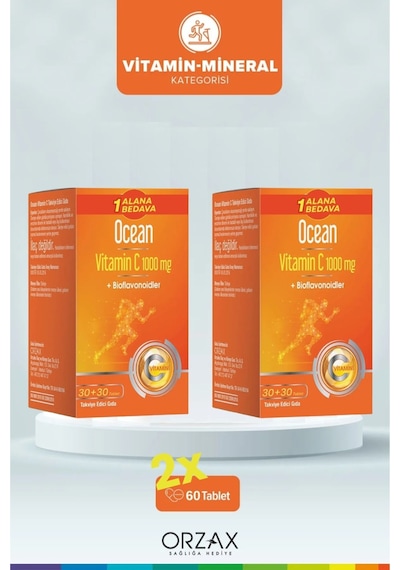 Ocean Vitamin C 1000mg 30+30 Tablet 1 Alana 1 Bedava 60 Tablet 2li Paket