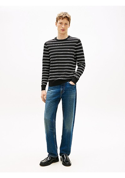 Tommy Hilfiger Seasonal Structure Cneck Erkek Siyah Kazak - Mw0mw41643 Siyah