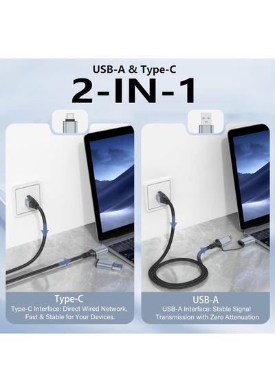 Usb C - Ethernet Kablosu 10 Ft, Tip C - Rj45 Lan Kablosu, Gigabit Ağ İnternet Adaptörü, Doğrudan Bağlı, Thunderbolt 4/3 Macbook Air/pro, Xps, İphone 15 Serisi, Galaxy S24 İle Uyumlu