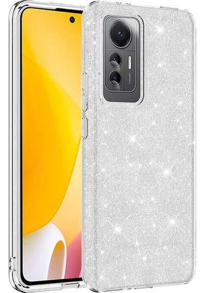 Xiaomi Mi 12 Lite İle Uyumlu Luxury Simli Taşlı Parlak Silikon Tam Koruma Kadın Telefon Kılıfı Kapak