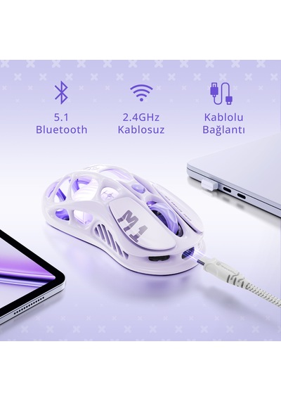 Gravastar Mercury M1 Pro Rgb 26.000 Dpı Optik Gaming Mouse, Kablosuz, Magnezyum Alaşımlı, Programlan M1 Pro