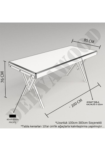 Deryawood Ahşap Yemek Masası-80-200
