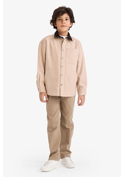 Defacto Erkek Çocuk Gömlek Yaka Gabardin Ceket G6419a826spbg731 Bej-bg731