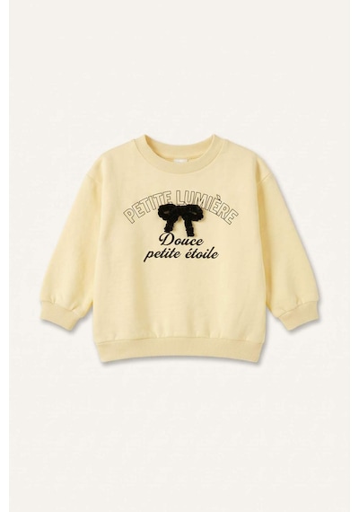 Defacto %100 Pamuk Bisiklet Yaka Açık Sarı Sweatshirt Kız Bebek I1015a526auyl83 Sarı-yl83
