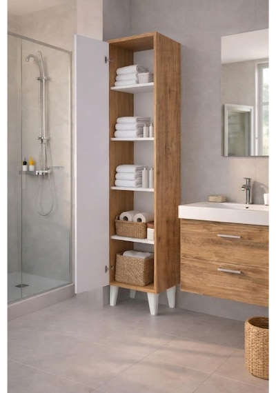 Tr Çok Amaçlı Ahşap Banyo Dolabı Genel