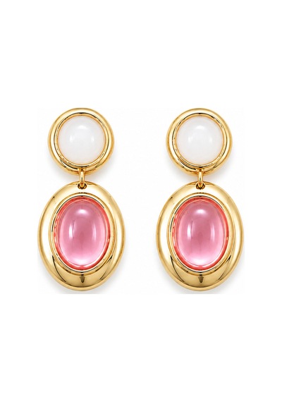 Cassis Pembe Yuvarlak Küpe