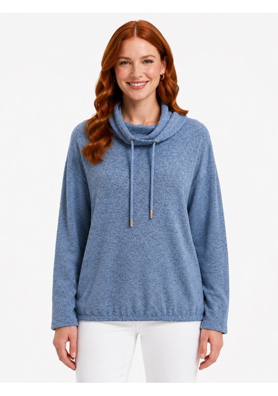 Neden Tekstil Kadın Salaş Rahat Triko Sweatshirt - Mavi