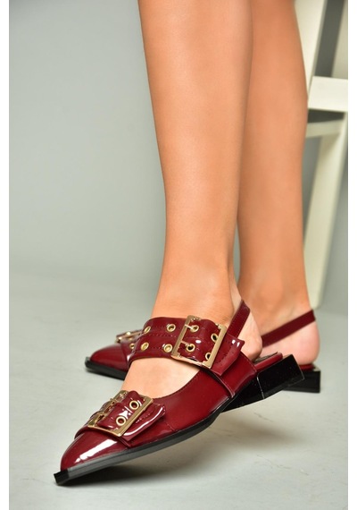 Fox Shoes U518600108 Bordo Rugan Alçak Topuklu Kadın Ayakkabı Bordo