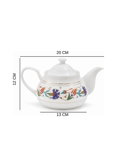 Osmanlı Desen Porselen Demlik - 650 Ml. Üst Demlik Beyaz