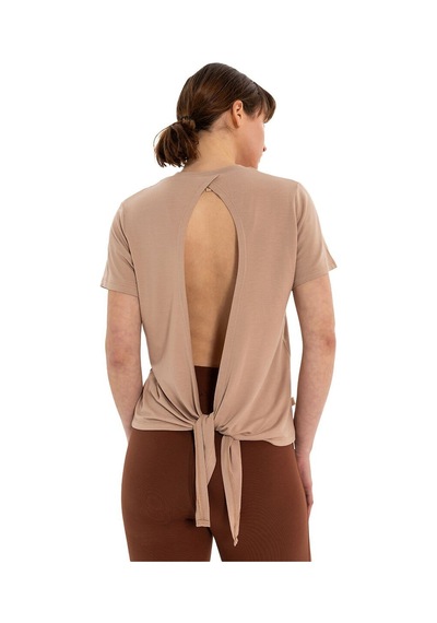 Inguz Sırt Bağlamalı Modal Yoga T-shirt Bej