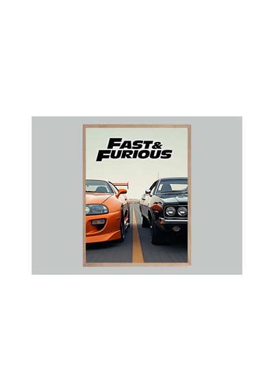 Fast & Furious Doğal Ahşap Çerçeveli Tek Parça Dekoratif Tablo Çok Renkli - 843839600 Çok Renkli