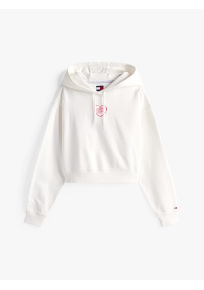 Tommy Hilfiger Kadın Marka Logolu Kapüşonlu Şık Görünüşlü Ekru Sweatshirt Dw0dw21408 Ybl