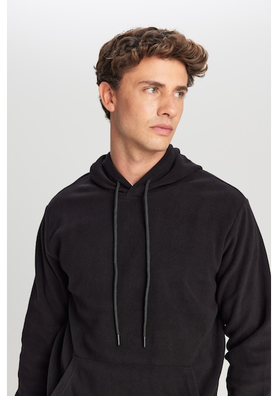 AC&Co / Altınyıldız Classics Erkek Sıyah Standart Fit Normal Kesim Bisiklet Yaka Polar Siyah