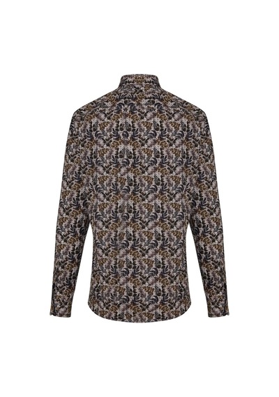 Hatemoğlu Kahverengi Modern Fit %100 Pamuk Desenli Gömlek Kahve Kahverengi