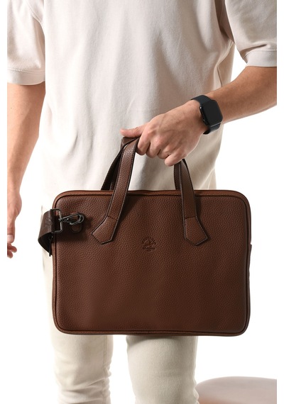 Westpolo Vegan Deri Unisex Laptop, Evrak Çantası - 6078 Taba