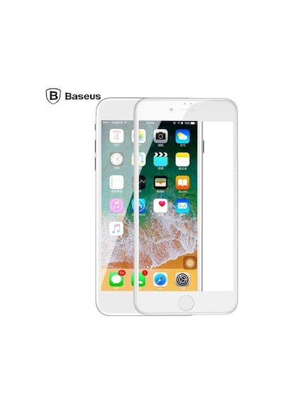 Baseus Apple Uyumlu iPhone 8 Plus 4D Kavisli Full Kaplama Kırılmaz Cam Ekran