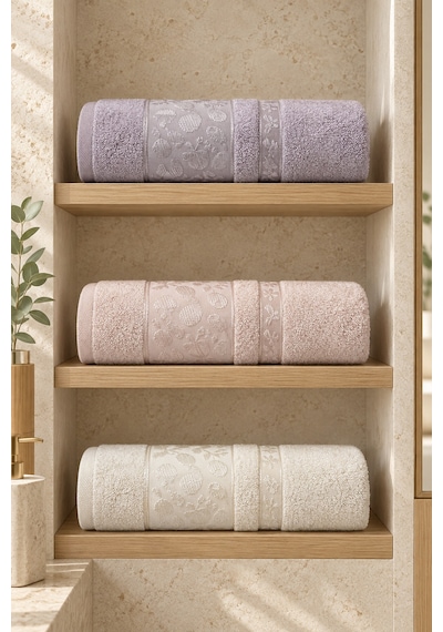 Bamboo Garden Bambu Pamuk Karışımlı El Yüz Havlusu 50x90 Cm 3 Lü Set - Lavender Bloom Çok Renkli