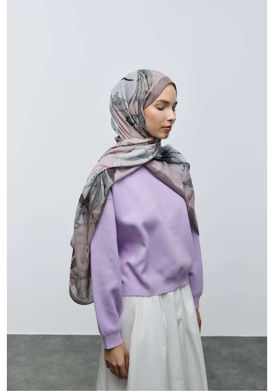 Moda Kaşmir Nileya Desen Pamuk Şal Tozlu Kahve
