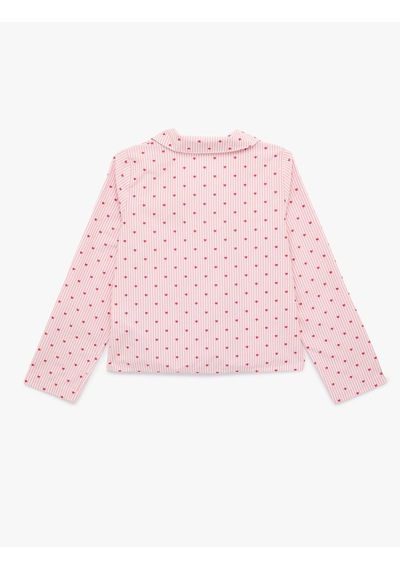 Koton Uzun Kollu Düğmeli Gömlek Yaka Pijama Üstü Pembe Desenli 6slk50002mw Pembe Desenli