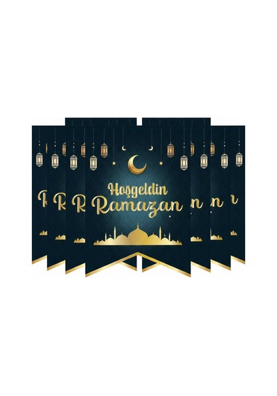 Ramazan Mübarek 17x12 Cm 10'lu Kırlangıç Bayrak Hoş Geldin Ramazan Süs