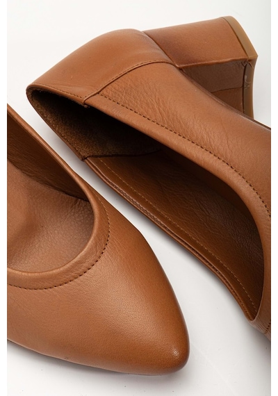 Analin Shoes Kadın Hakiki Deri Klasik Topuklu Ayakkabı Taba