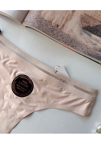 Orijinal Lazer Kesim Spandex Invisible Dikişsiz Transparan Detayl Pudra