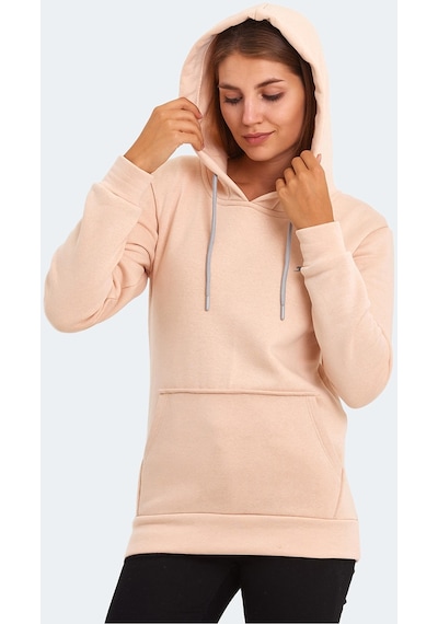 Slazenger KESHIAN IN Kadın Kapüşonlu Cepli Bej Sweatshirt