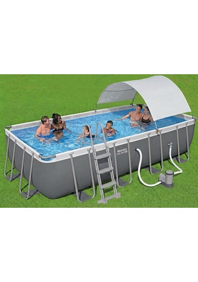 Bestway Steel Pro Max Gölgelikli Prefabrik Dikdörtgen Havuz Seti 5,49 M X 2,74 M X 1,22 M 56465 Bw590