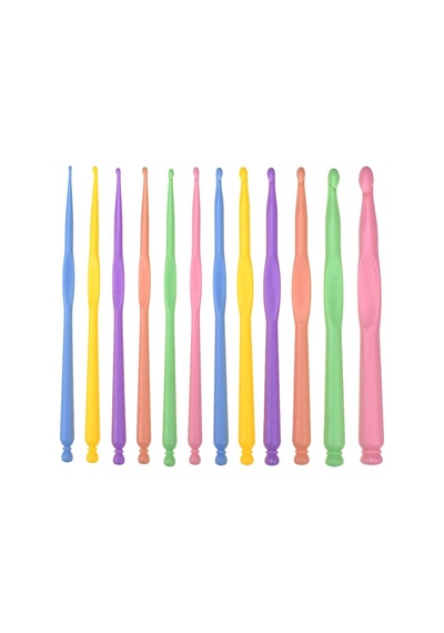 Ayrex Aelike Plastik Tığ Kancası, Seyahat İçin, Ergonomik Set, Artritik Eller İçin, 12'li Paket 2 10 Mm Plastik