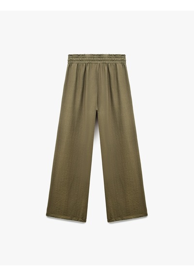 Koton Regular Fit Viskon Geniş Paça Palazzo Pantolon Haki 5sak40023pw Haki