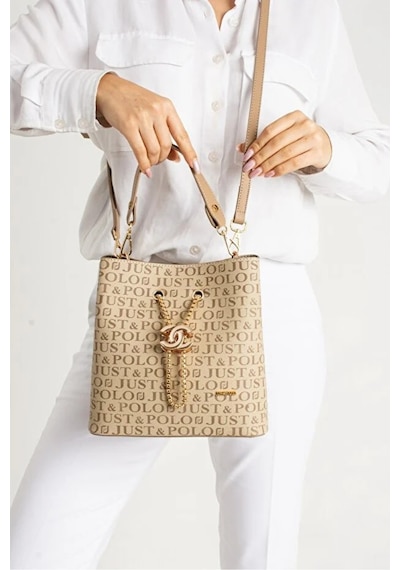 Just Polo Kadın Günlük Kullanıma Uygun Ayarlanabilir Askılı Şık El & Omuz Çantası Shoulder Bag Vizon