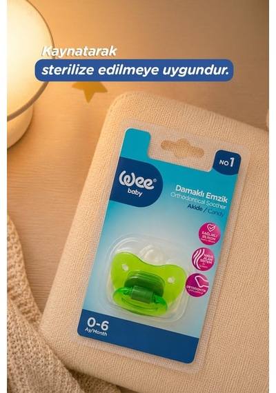 Wee Baby Akide Damaklı Silikon Emzik 0-6 Ay Yeşil 24'li Paket