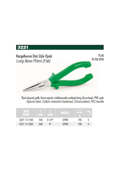 Elta 3221 Kargaburun 200 MM Düz Uçlu Opak Seri – 3221131200