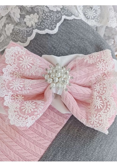 Yenidoğan Teri Cotton Taç Nakışlı Prizma Taş Kundak Bebek Battaniyesi Pembe Renkli Çok Renkli
